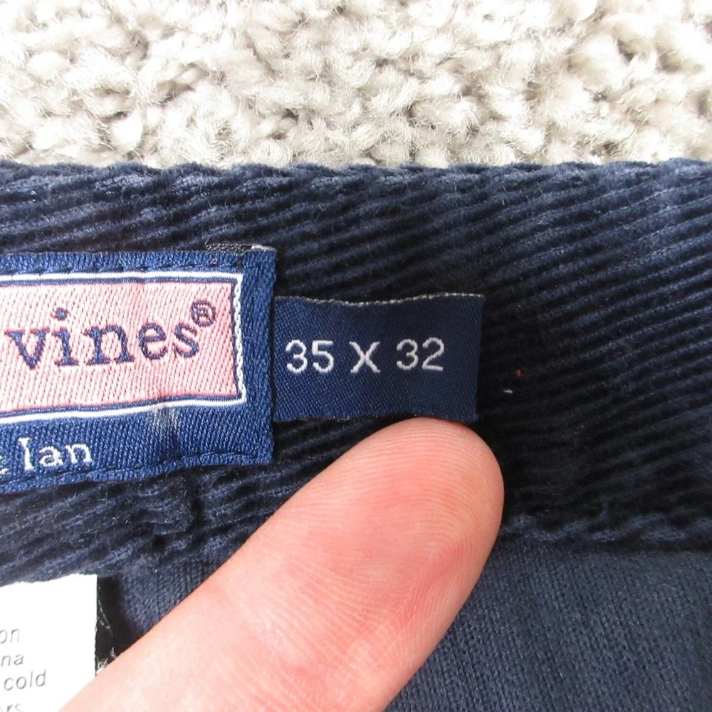 Vineyard Vines Pants Mens‎ 35x32 Navy Blue Corduroy 5 Pocket Chinos Preppy Zip